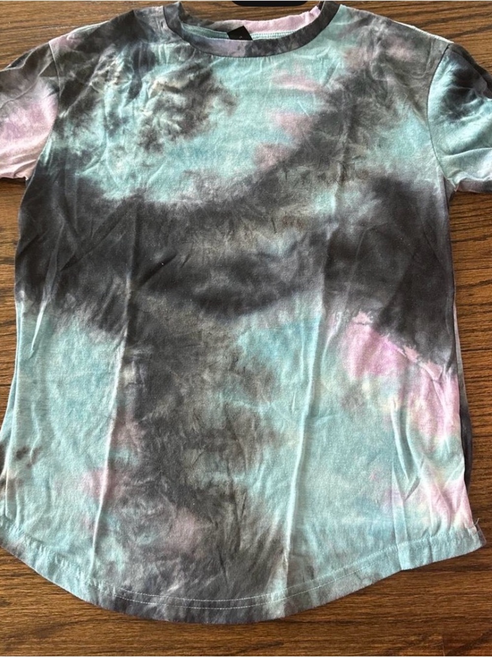 SHEIN Tie-Dye Short Sleeve Tee in Blue, Black & Pink
